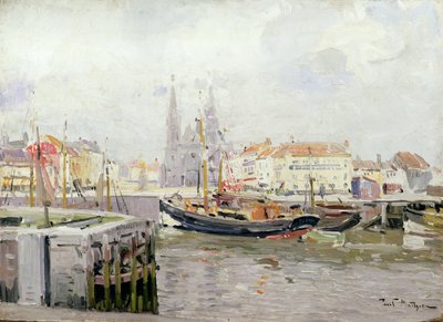 SS. Petrus en Pauluskerk en de Visserskade in Oostende door Paul Mathieu